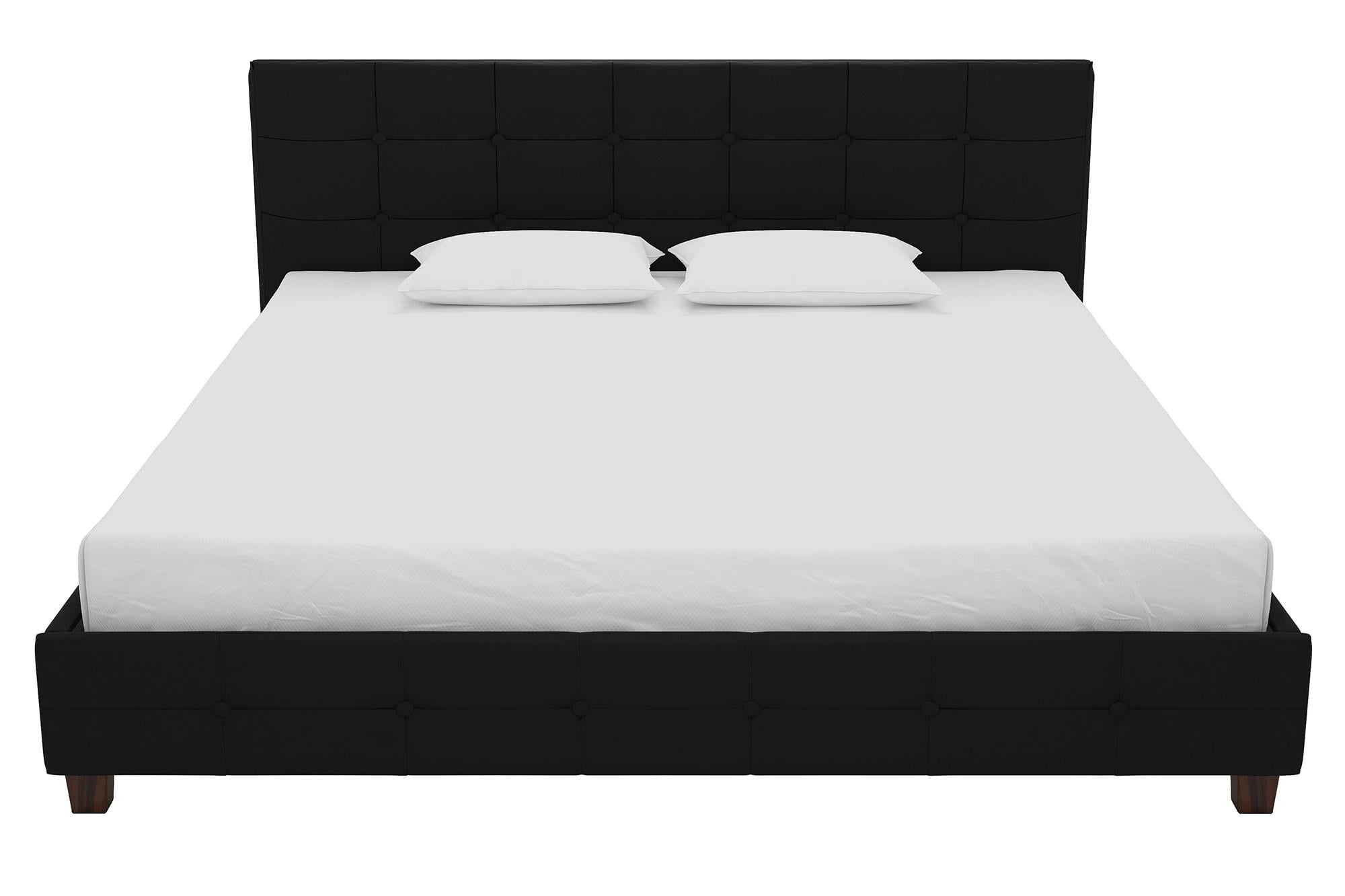DHP Rose Tufted Upholstered Platform Bed Frame, King, Black Linen