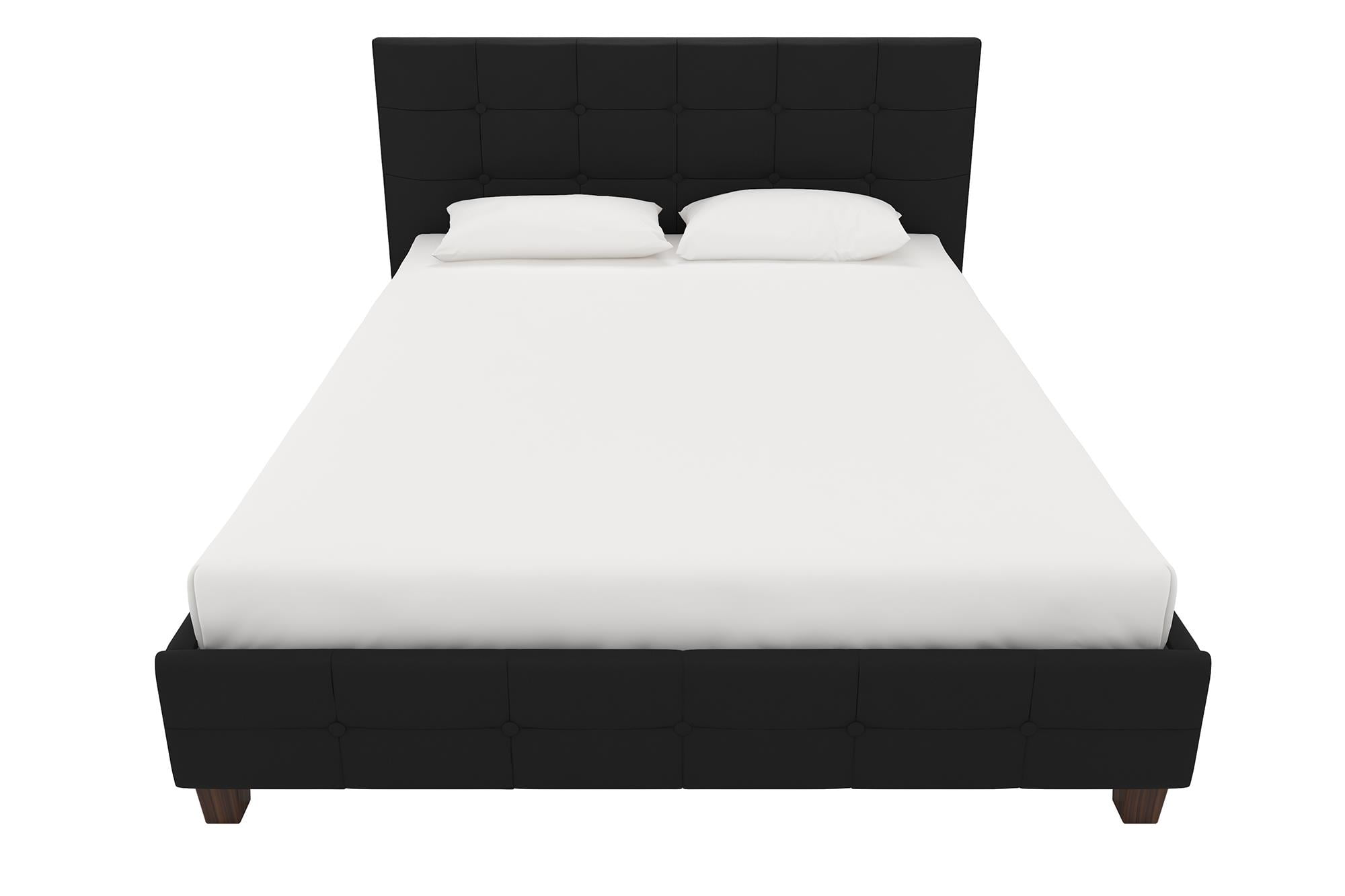 DHP Rose Tufted Upholstered Platform Bed Frame, Queen, Black Linen
