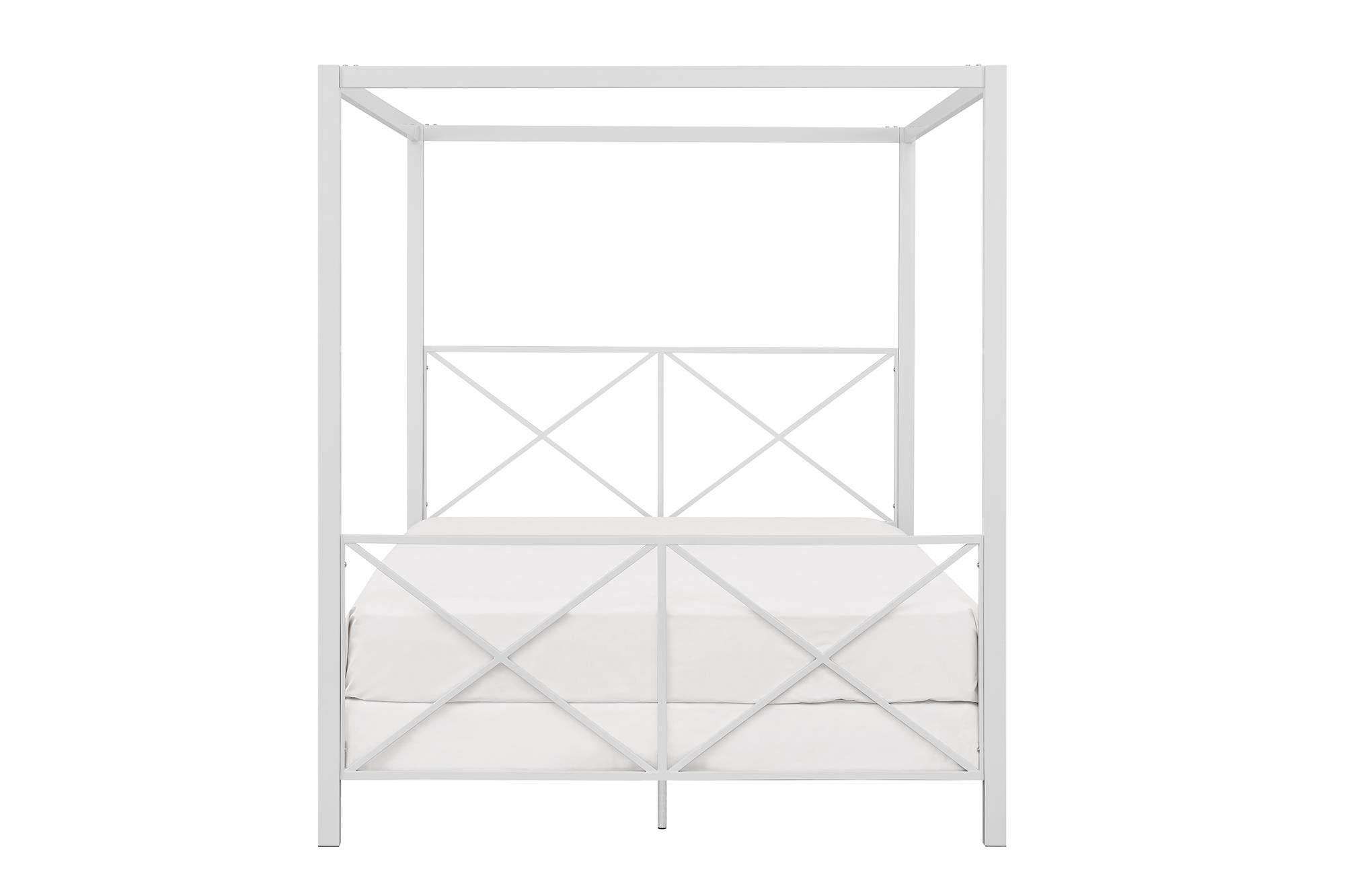 DHP Rosedale Metal Canopy Poster Bed Frame, Queen, White