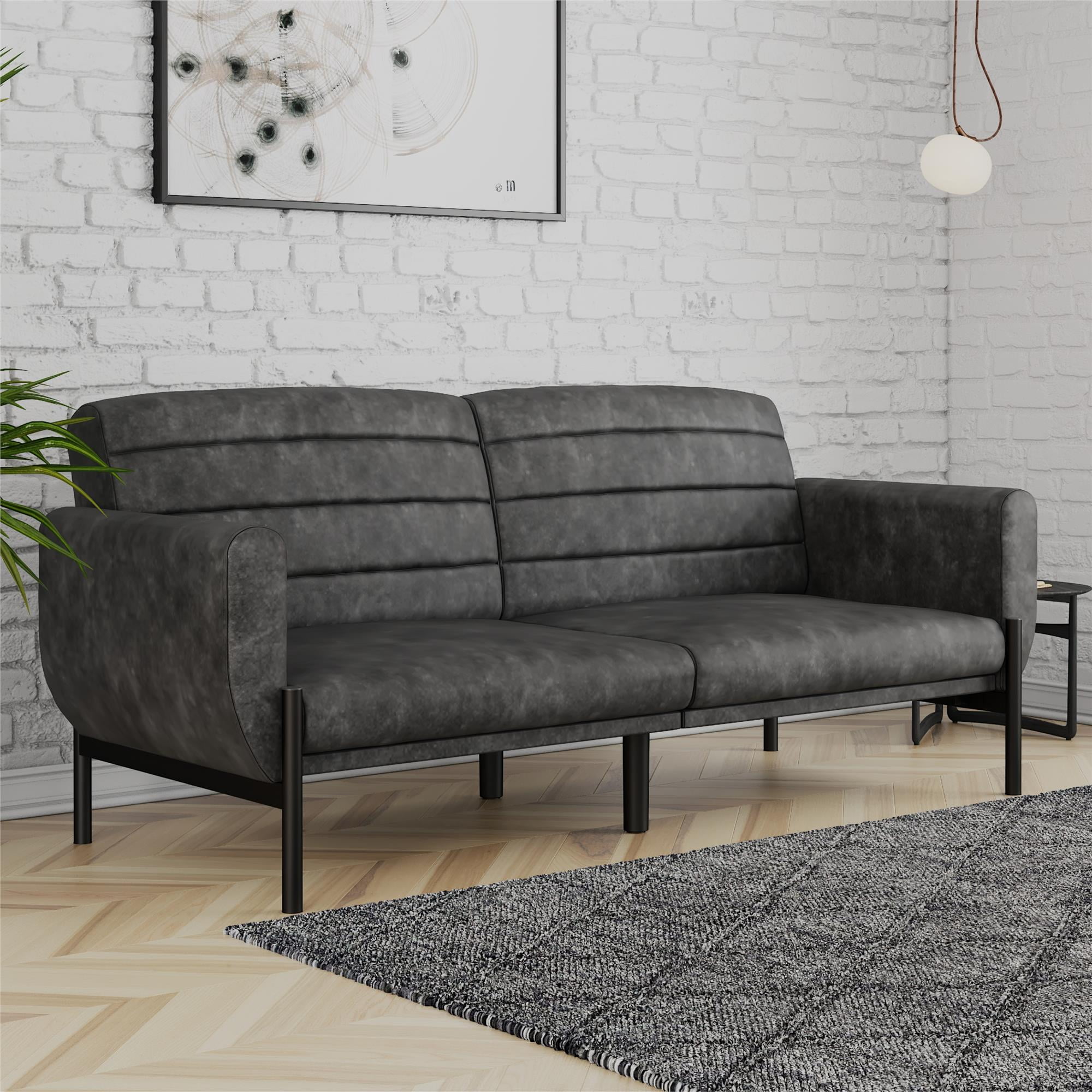 DHP Sadie Modern Futon Sofa Bed Couch Sleeper With Removable Arms   DHP Sadie Futon Sofa Bed And Couch Sleeper Distressed Charcoal Black Faux Leather 7b9d96e7 2b74 4d13 9b13 De51c815fc5e.98b3fb3885216070be41a28787cfc138 