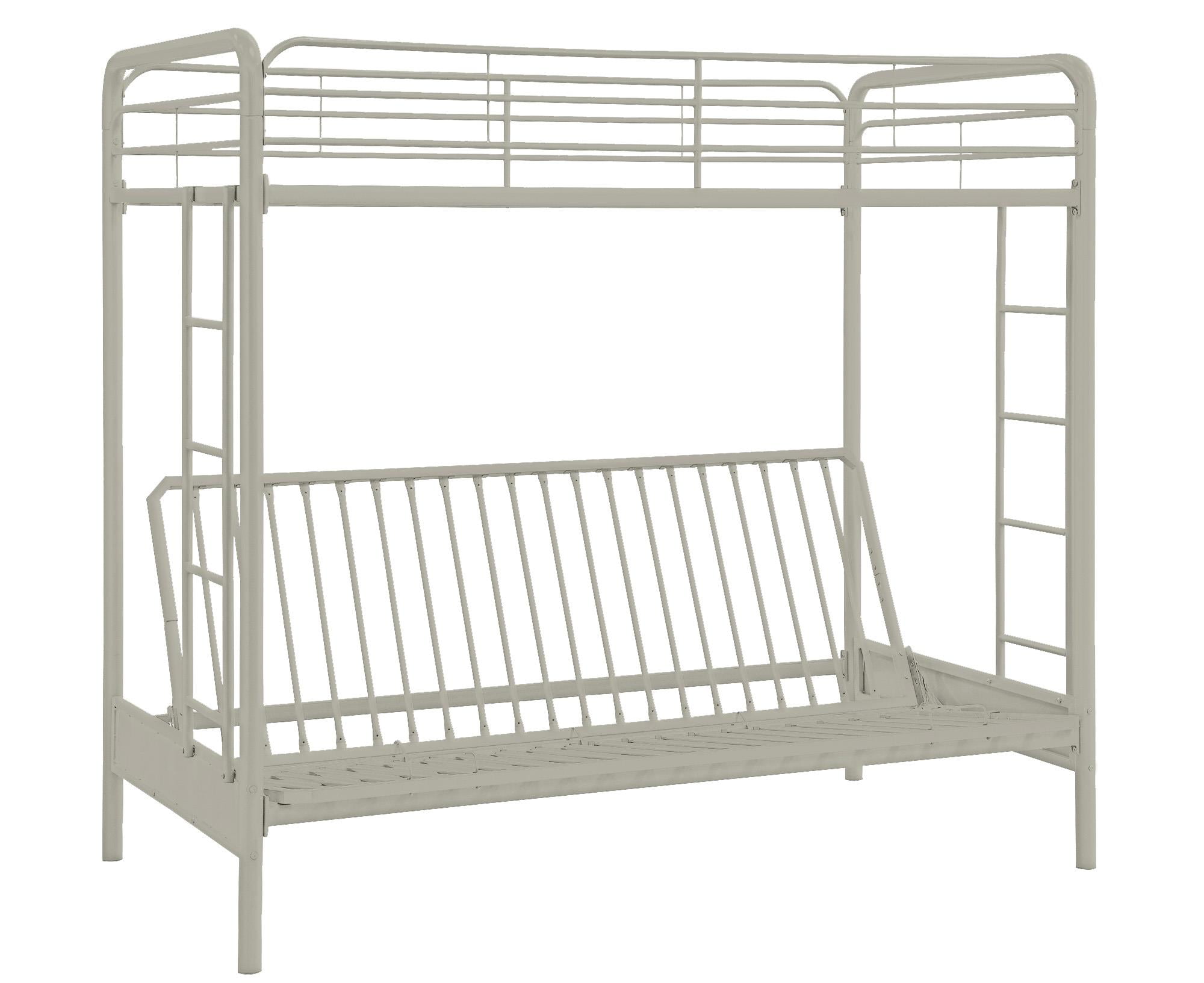 DHP Sammie Twin over Futon Metal Bunk Bed Off White