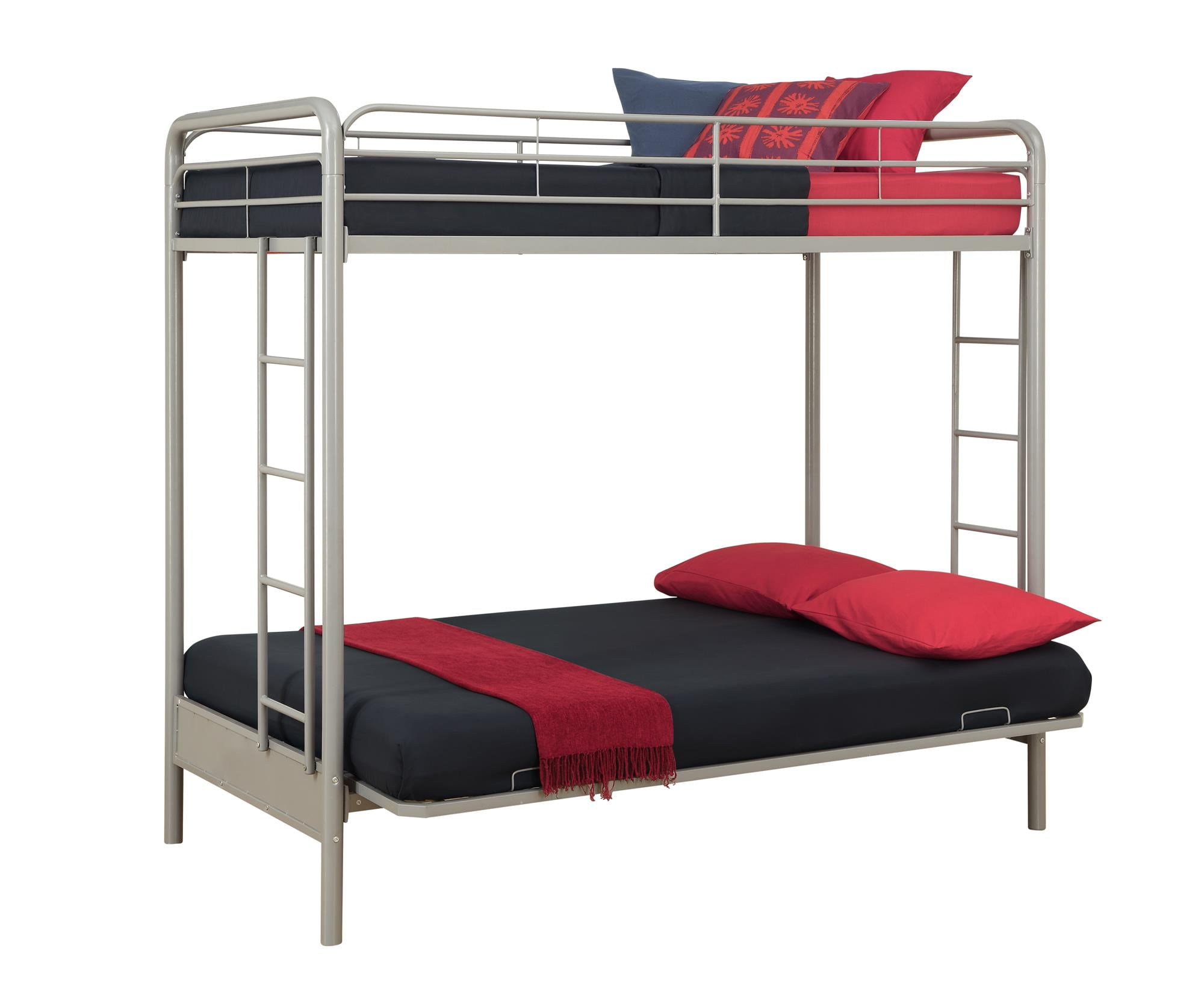 Twin Metal Loft Bed Frame with Drawer and Slats