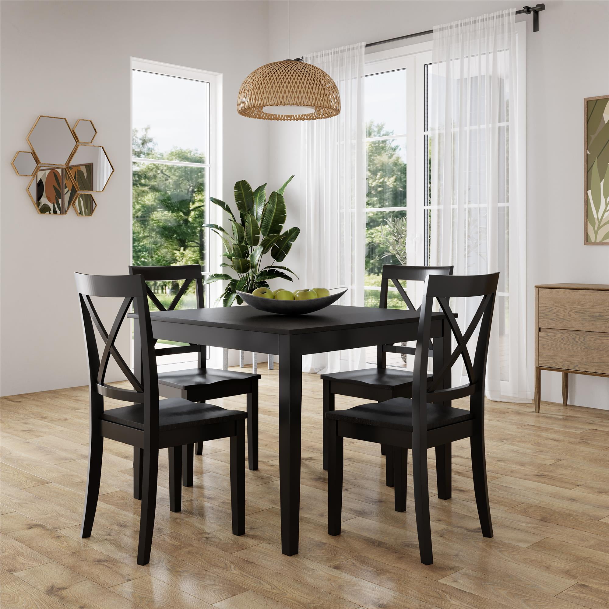 DHP Sunnybrook Rustic 5Piece Dining Set, Black