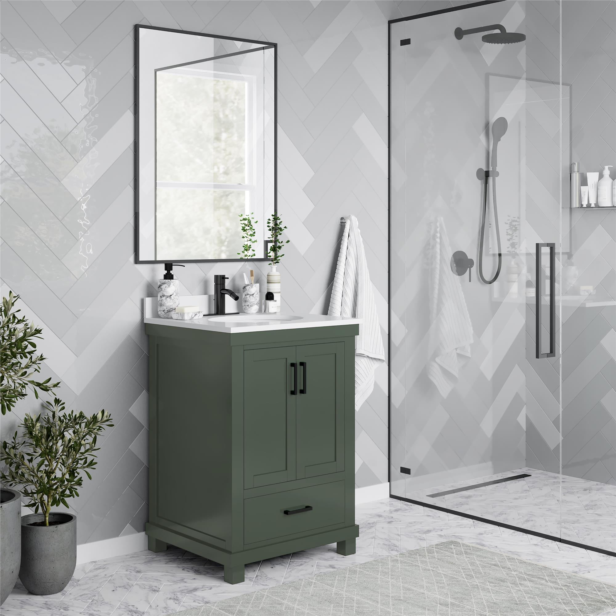 DHP Sunnybrooke 24 Inch Bathroom Vanity with Sink, Green - Walmart.com
