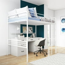 DHP Tommy Full Metal Loft Bed, Off White