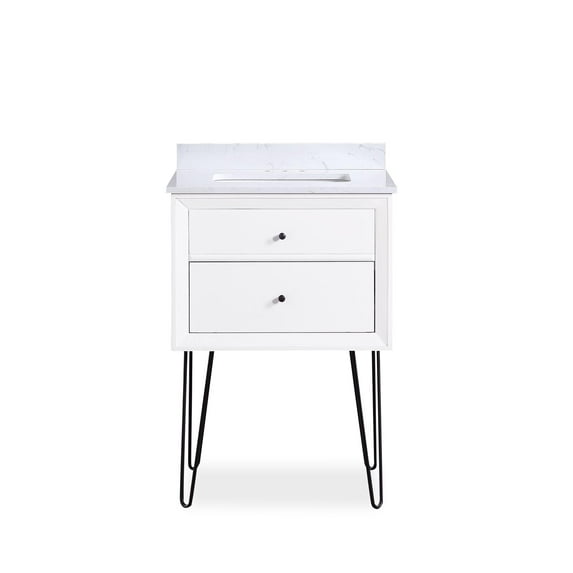 DHP Tribecca 24 Inch Floating Wall Mounted Bathroom Vanity, White