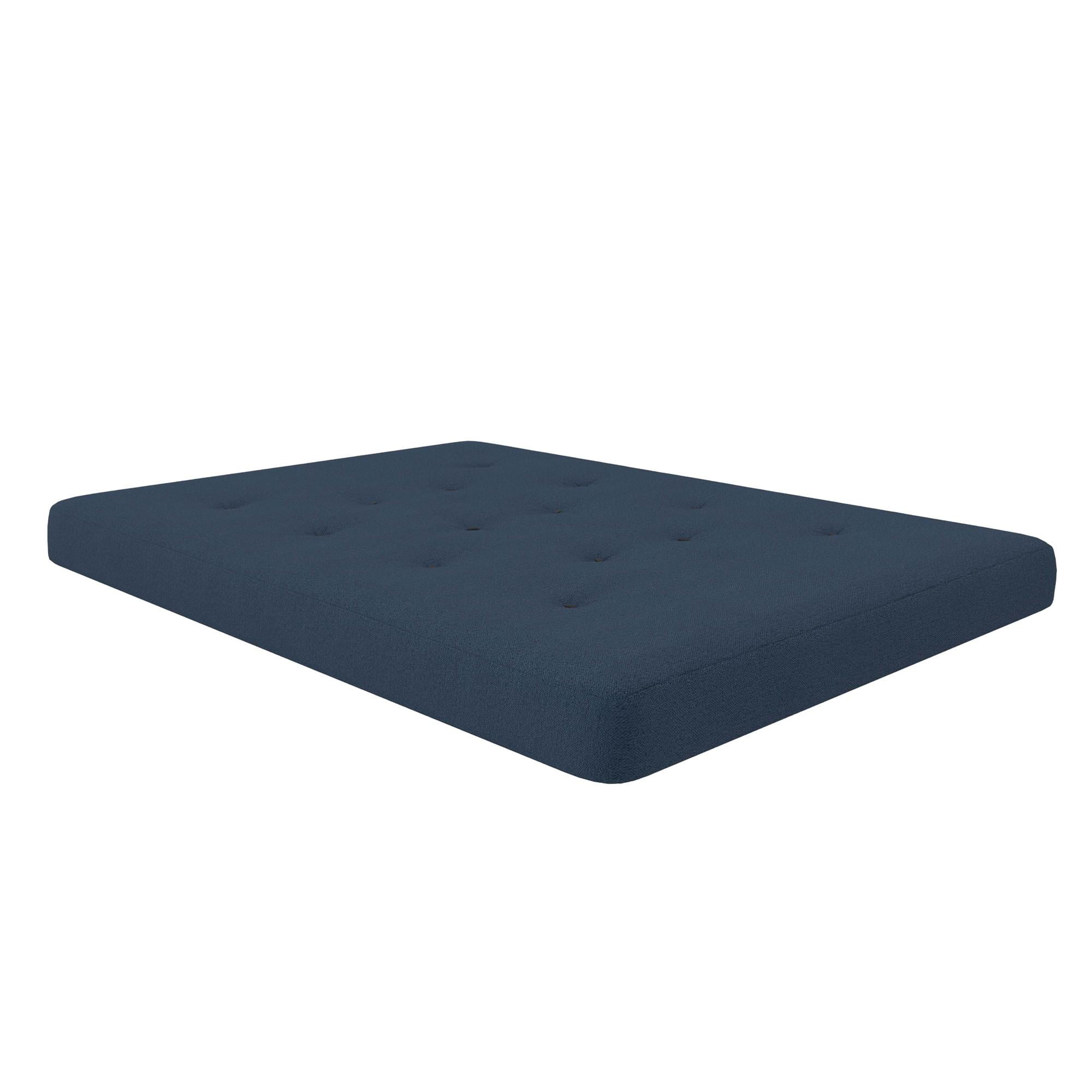 Full Blue Microfiber Innerspring Futon Mattress with Bonnell Coils