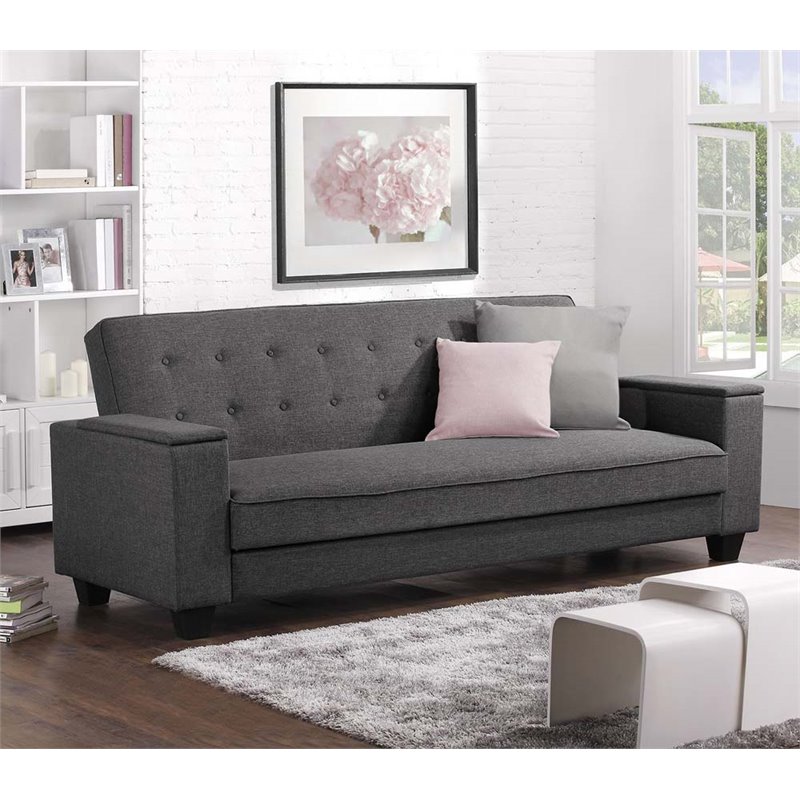 DHP Union Laptop Tray Convertible Sofa in Gray - image 1 of 10