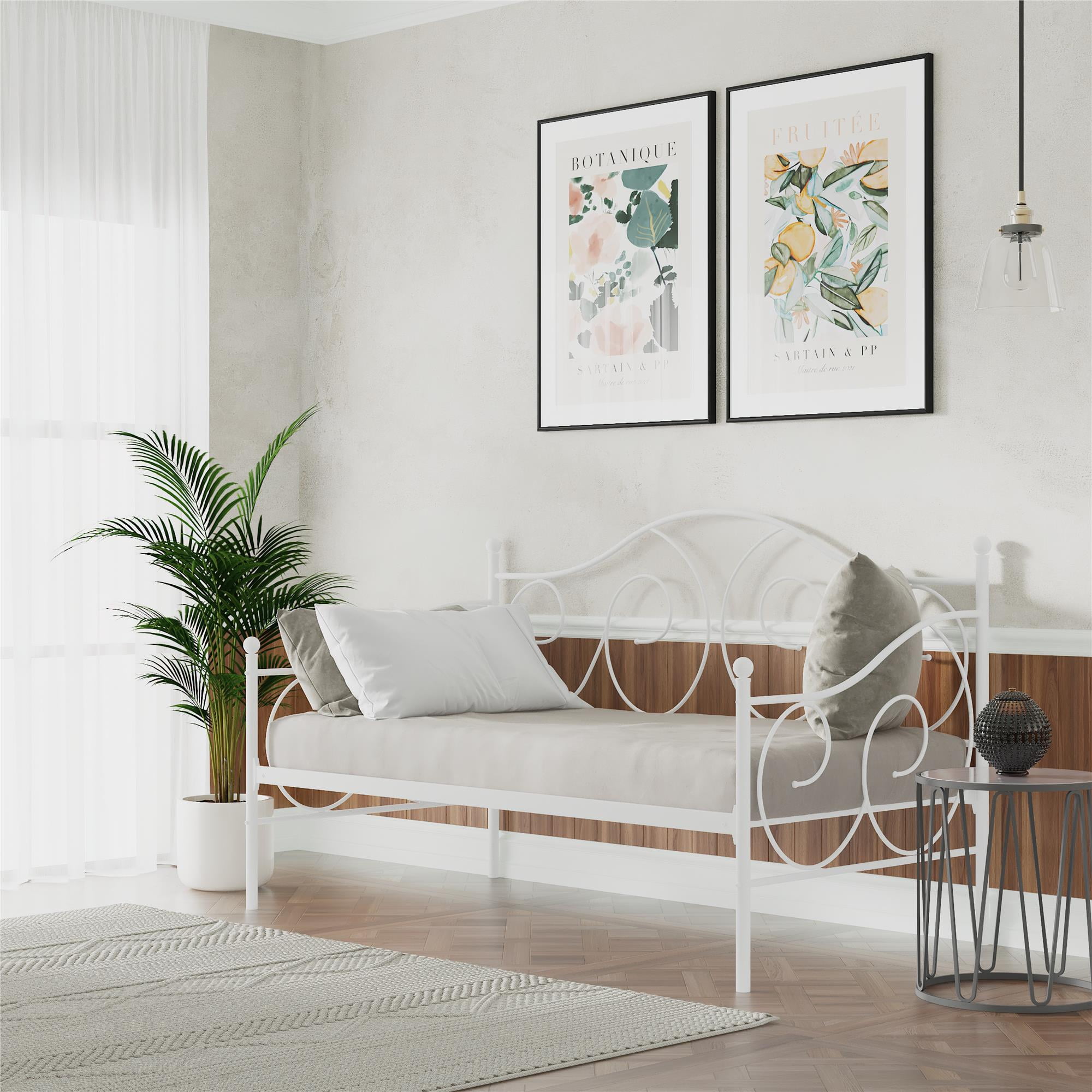 Desert Fields Victoria Twin Size White Metal Daybed Frame