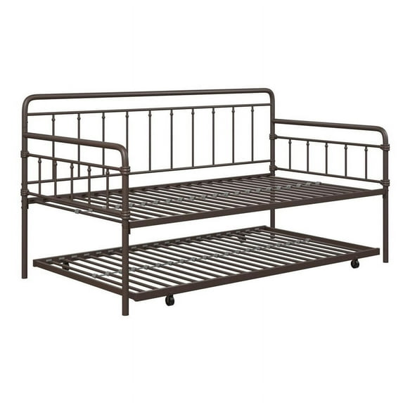 DHP Winston Metal Daybed and Trundle Twin Size Sofa Bed Frame in Bronze