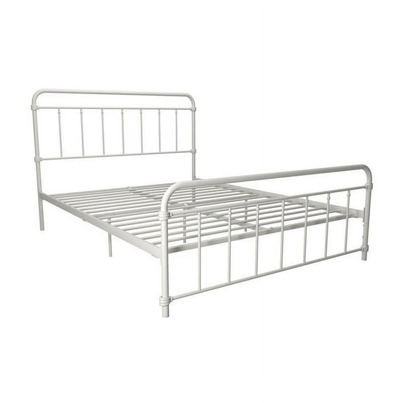 DHP Winston Metal Platform Bed with Rustic Design and Curved Edge Full in White