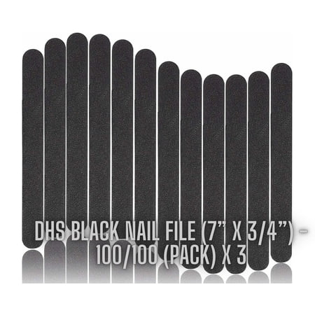 DHS Black Nail File (7” x 3/4”) - 100/100 (pack) x 3