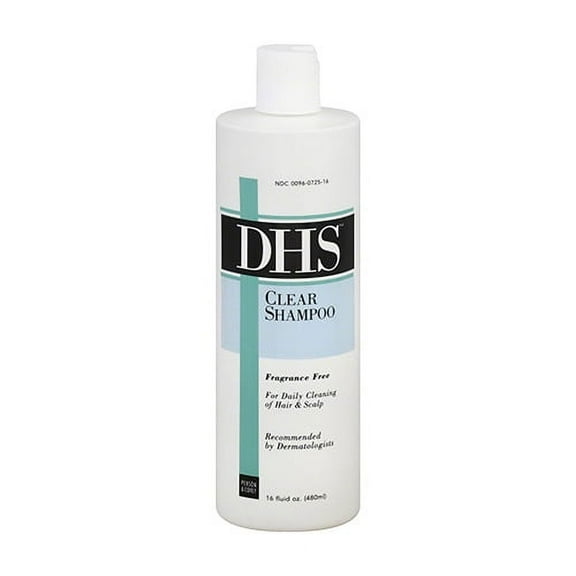 DHS Clear Hair Shampoo For Daily Cleaning Of Hair And Scalp, Fragrance Free - 16 Oz, 2 Pack