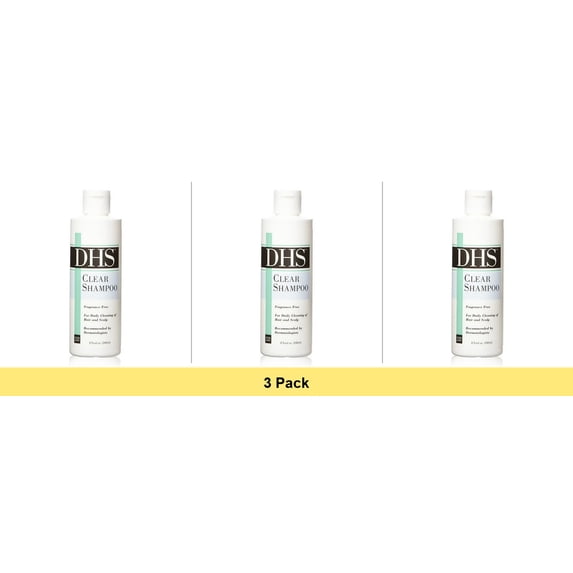 DHS Clear Shampoo For Daily Cleaning Of Hair And Scalp - 8 Oz - 3 Pack