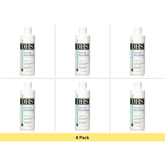 DHS Clear Shampoo For Daily Cleaning Of Hair And Scalp - 8 Oz - 6 Pack