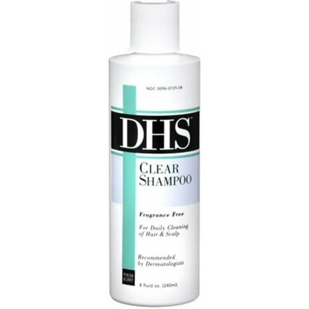 DHS Clear Shampoo For Daily Cleaning Of Hair and Scalp Fragrance Free 8 oz