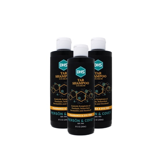 DHS Coal Tar Dandruff & Seborrheic Dermatitis Relief Shampoo, 8 oz, 3-Pack