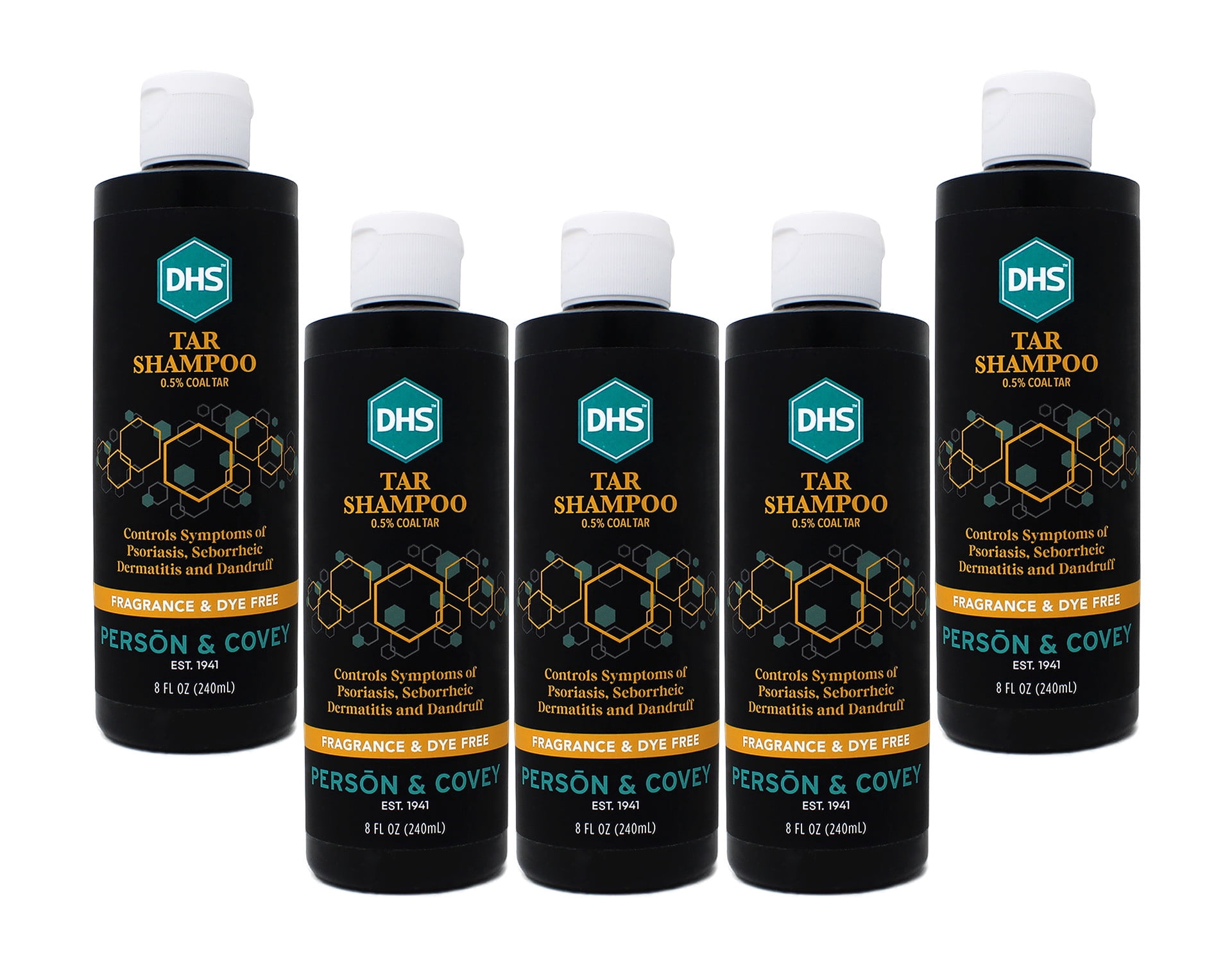 "DHS Coal Tar Dandruff & Seborrheic Dermatitis Relief Shampoo 8 oz, 5-Pack"