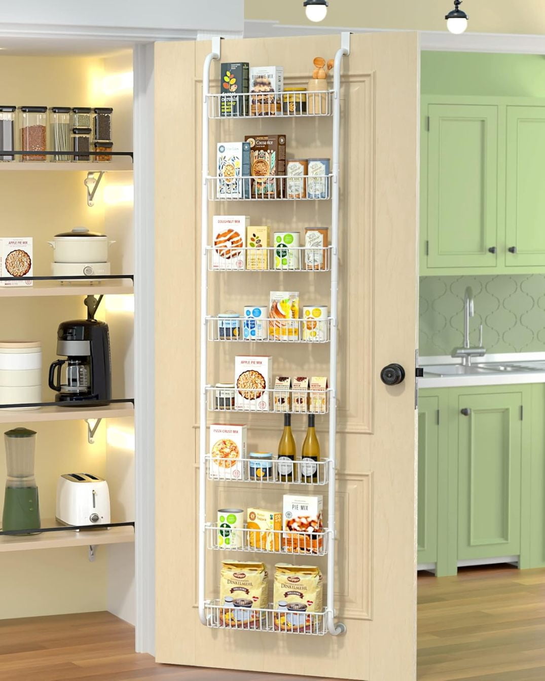 Metal Racking Pantry DHTZ 8 Tier Over the Door Pantry Organizer, and Storage Rack with 8 ...