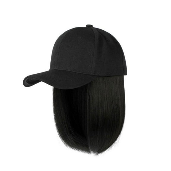 DHliIQQ Synthetic Hat with Wigs Short Straight Bob Wig Baseball Wig] Heat Resistant