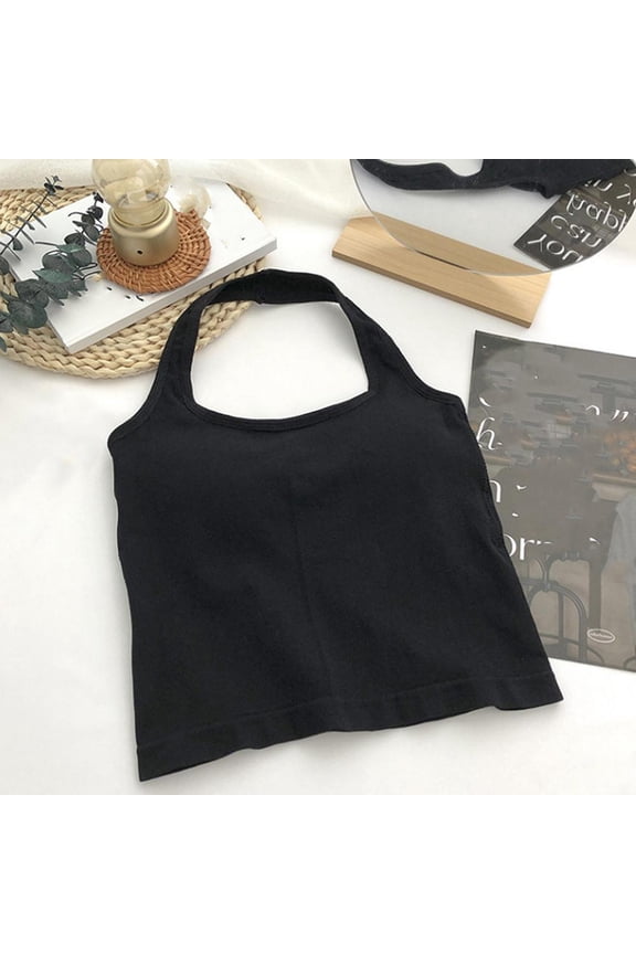 Tank Top, Backless with Built-in Bra Pads Sling Vest Top New