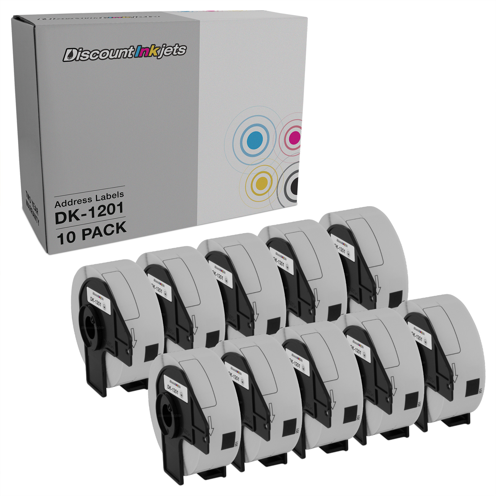 DI 10pk Replacements for Brother DK-1201 Address Label 1.1" x 3.5" P-Touch Compatible with P-Touch: QL-1050 QL-1050N QL-1060N QL-500 QL-550 QL-570 QL-570VM QL-580N QL-650TD QL-700 QL-710W QL-720NW