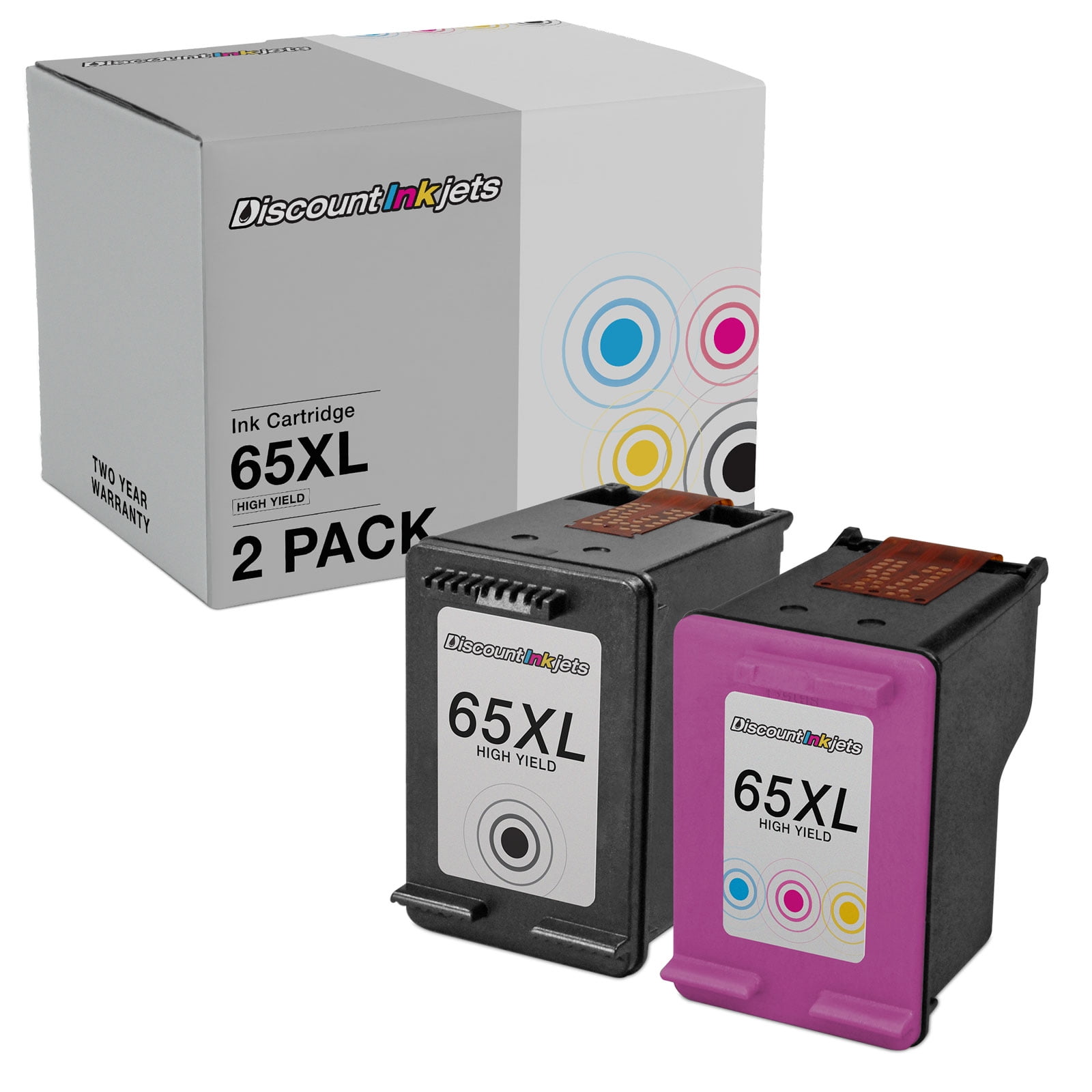 DI 2pk Replacements for 65XL HP 65 Ink Cartridges Black/Color High Yield Compatible with HP DeskJet: 2622, 2624, 2632, 2633, 2634, 2635, 2652, 2655, 3720, 3722, 3730, 3732, 3733, 3752, 3755, 3758