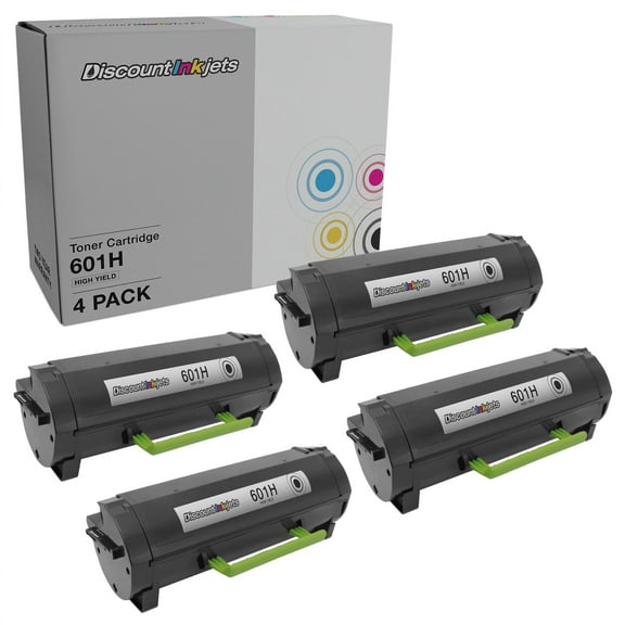 DI 4pk Toner Cartridge Replacement for Lexmark 601H 60F1H00 HY Black Compatible with the following Lexmark MX printers: MX310dn, MX410de, MX510de, MX511de, MX511dhe, MX511dte, MX610de