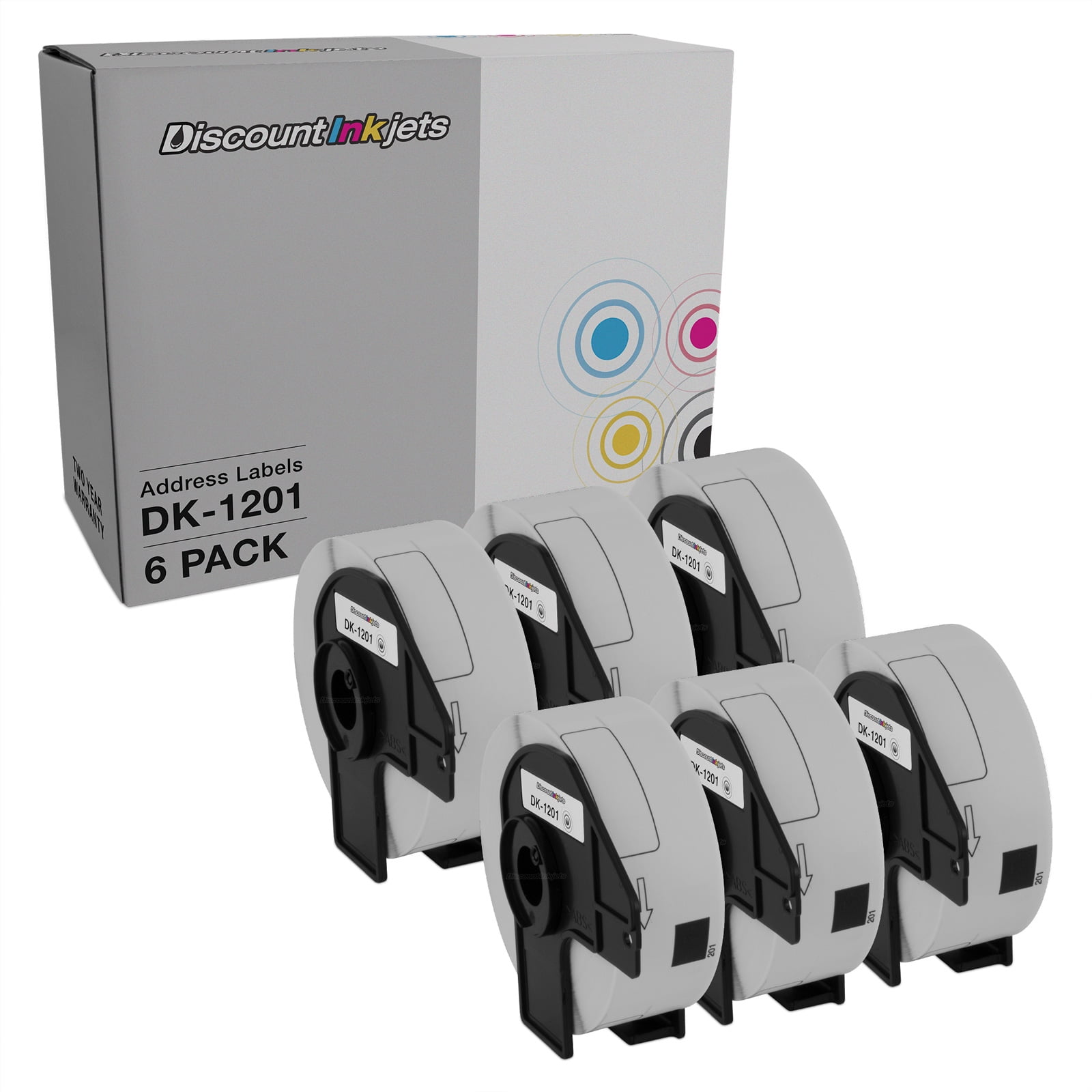 DI Address Label 6pk Brother DK-1201 1.1 in x 3.5 in 400 Labels for P-Touch Compatible with the following P-Touch QL Label Makers: 1050, 1050N, 1060N, 500, 550, 570, 570VM, 580N, 650TD, 700, 710W
