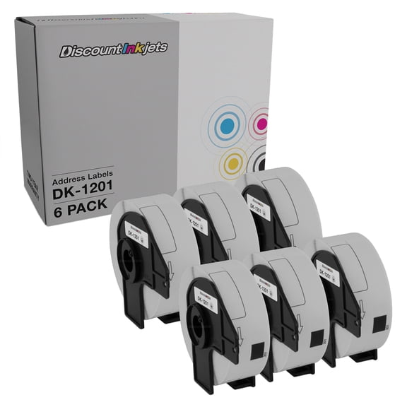 DI Address Label 6pk Brother DK-1201 1.1 in x 3.5 in 400 Labels for P-Touch Compatible with the following P-Touch QL Label Makers: 1050, 1050N, 1060N, 500, 550, 570, 570VM, 580N, 650TD, 700, 710W