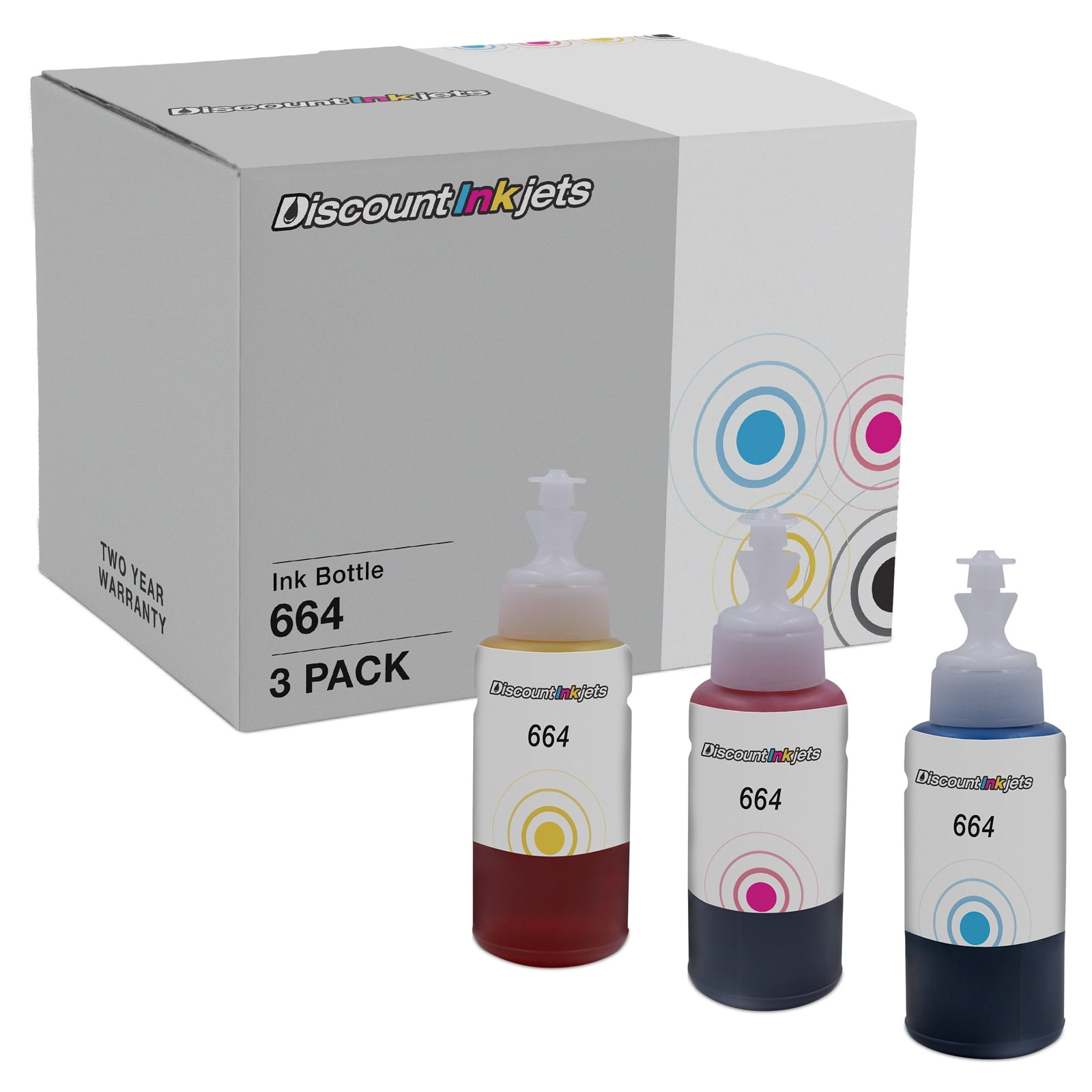 DI Compatible Ink Bottle Replacement for Epson 664 HY Cyan, Magenta, Yellow Compatible with Expression: ET-16500, ET-2500, ET-2550, ET-2600, ET-2650, ET-3600, ET-4500