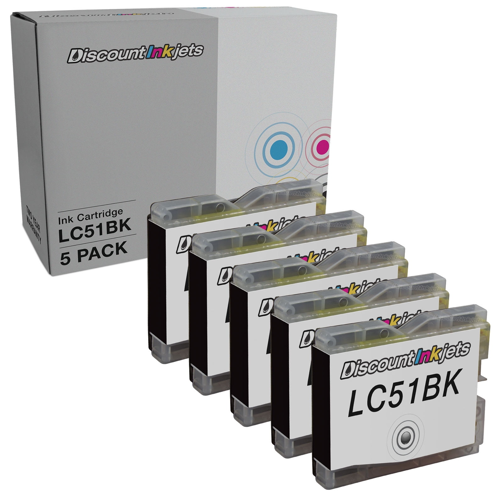 DI Compatible Ink Cartridge Replacement for Brother LC51BK (Black, 5-Pack) Compatible with Brother DCP Intellifax and MFC printers DCP 130c 330c 350c 1360 1860C