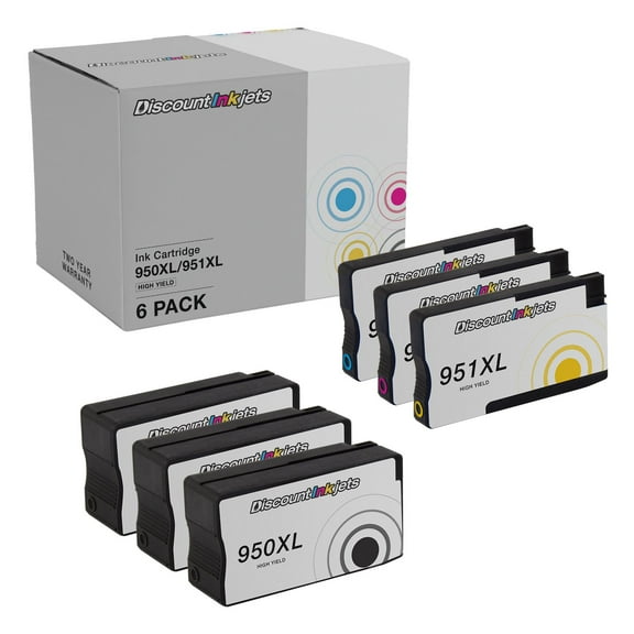 DI Compatible Ink Cartridges Replacements for HP950XL 951XL 6pk HY Compatible Model: HP OfficeJet 8600 HP OfficeJet Pro: 251dw, 276dw MFP, 8100, 8600, 8600 Plus, 8600 Premium, 8610, 8615