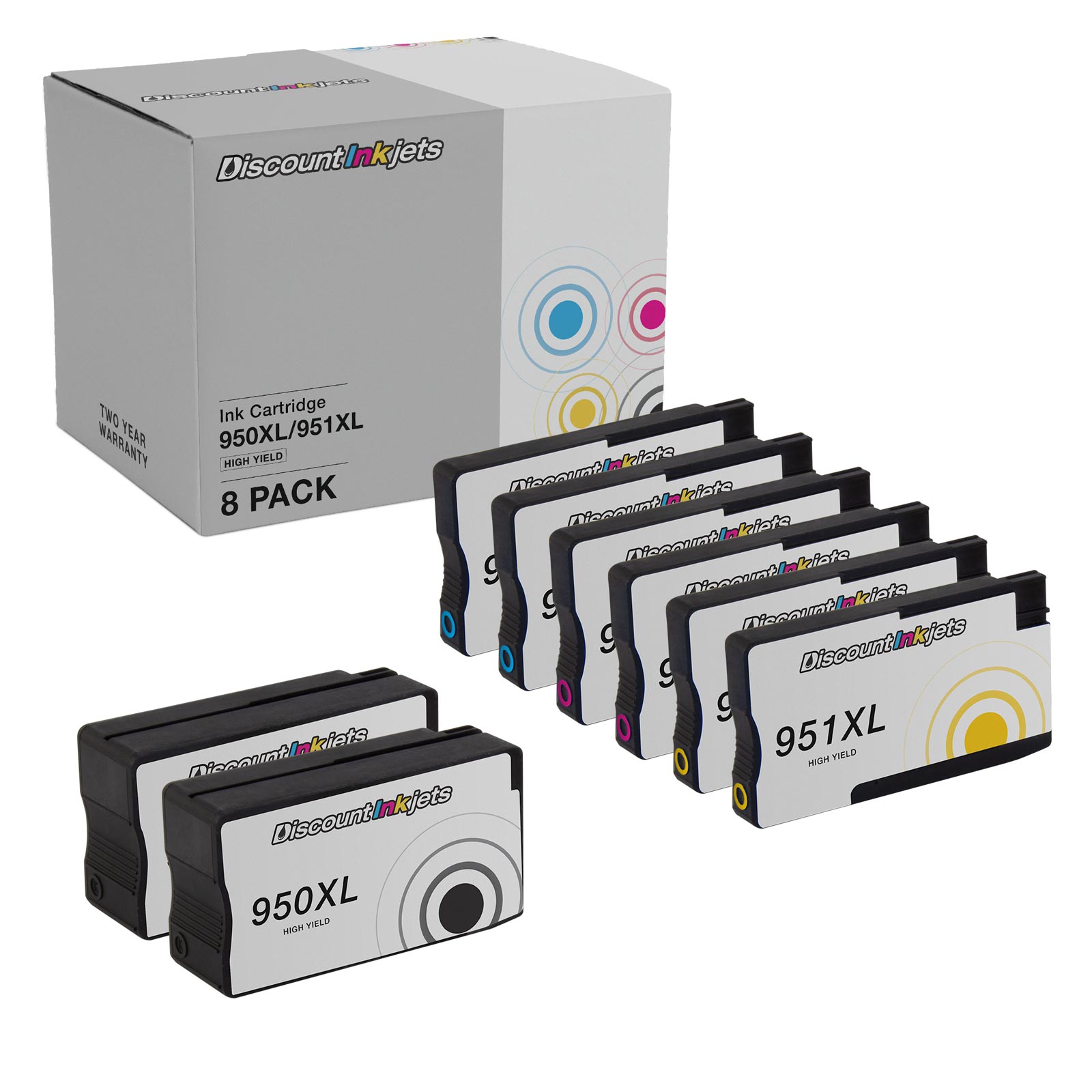 DI Compatible Ink Cartridges Replacements for HP950XL 951XL 8pk HY Compatible Model: HP OfficeJet 8600 HP OfficeJet Pro: 251dw, 276dw MFP, 8100, 8600, 8600 Plus, 8600 Premium, 8610, 8615