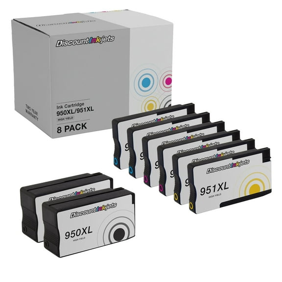 DI Compatible Ink Cartridges Replacements for HP950XL 951XL 8pk HY Compatible Model: HP OfficeJet 8600 HP OfficeJet Pro: 251dw, 276dw MFP, 8100, 8600, 8600 Plus, 8600 Premium, 8610, 8615