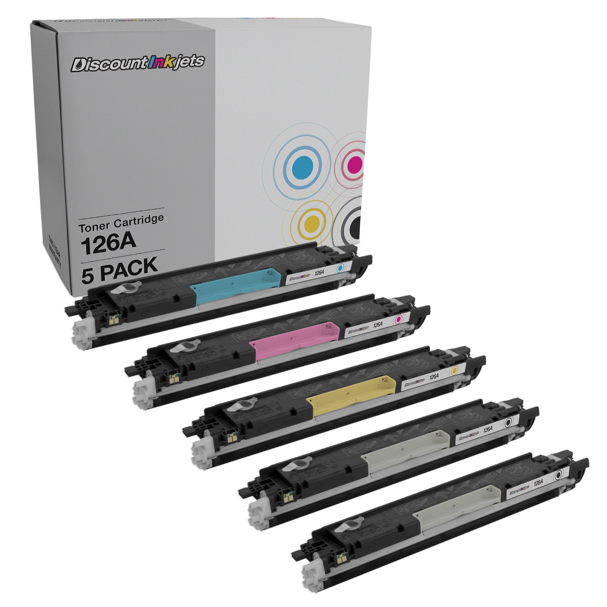 DI Compatible Toner Cartridge Replacements for HP 126 High yield (5 Pack - 2BK, C, M, Y) Compatible with M602dn, M602n, M602x, M603dn, M603n, M603xh, M4555f, M4555fskm