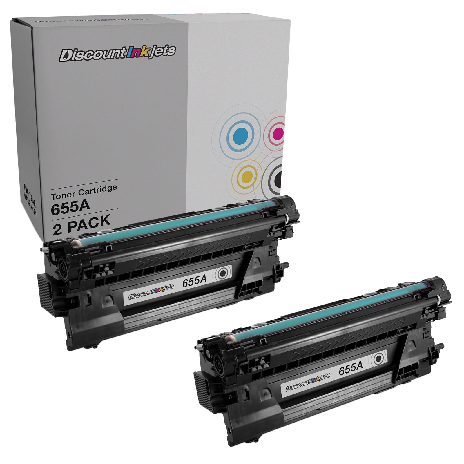 DI Compatible Toner Cartridge Replacements for HP 655A CF450A (Black, 2pk) Compatible with HP Color LaserJet: M653dh, M653dn, M653x, M682, MFP M681z, MFP M682z