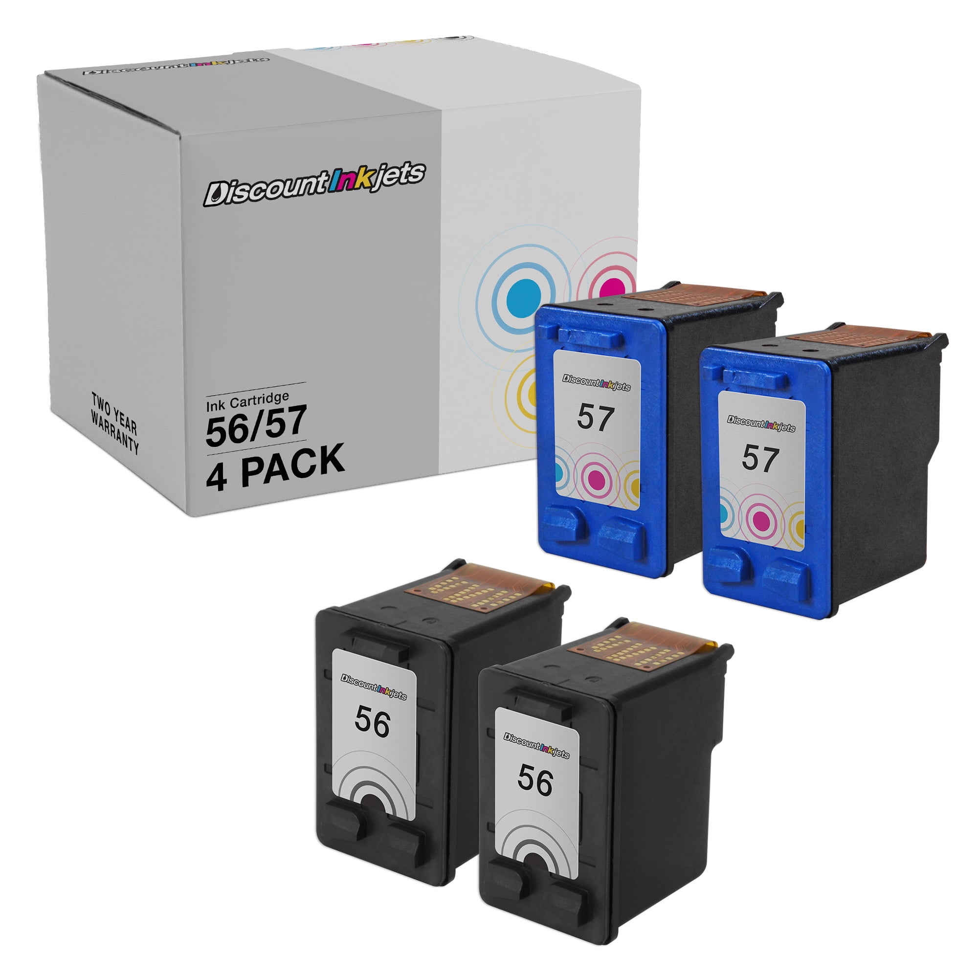 DI Ink Cartridge for HP 56 C6656AN & HP 57 C6657AN (2 Black, 2 Color ...