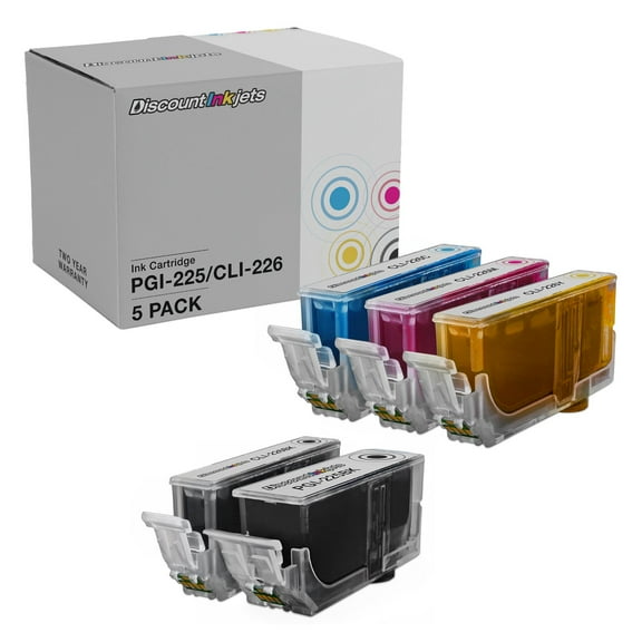 DI Ink Cartridge Replacement for Canon PGI-225 & CLI-226 (Combo Set, 5pk) Compatible with: Canon PIXMA iP4820, iP4920, iX6520, MG5120, MG5220, MG5320, MX712