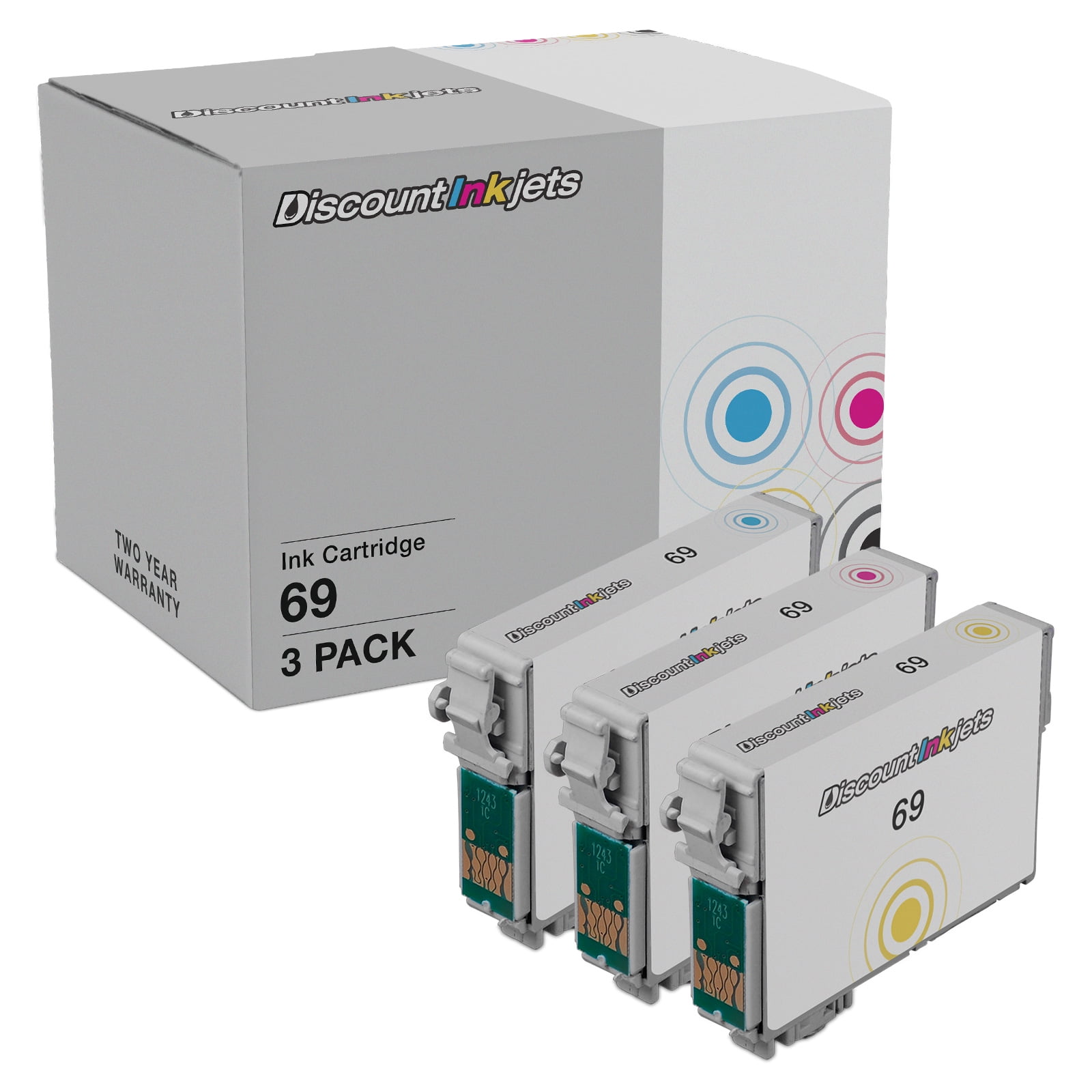 DI Ink Cartridge Replacement for Epson 69 T069 (Cyan, Magenta, Yellow, 3pk) Compatible with Stylus:CX5000, CX6000, CX7000F, CX7400, CX7450, CX8400, CX9400Fax, CX9475Fax