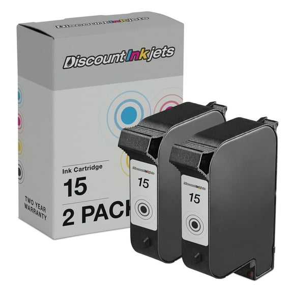 DI Ink Cartridge Replacement for HP 15 C6615DN (Black, 2-Pack) Compatible with HP Color Copier: 310 HP DeskJet: 3820, 810, 810C, 812, 812C, 825, 825C, 825Cvr, 840, 840C, 841, 841C, 842, 842C, 843