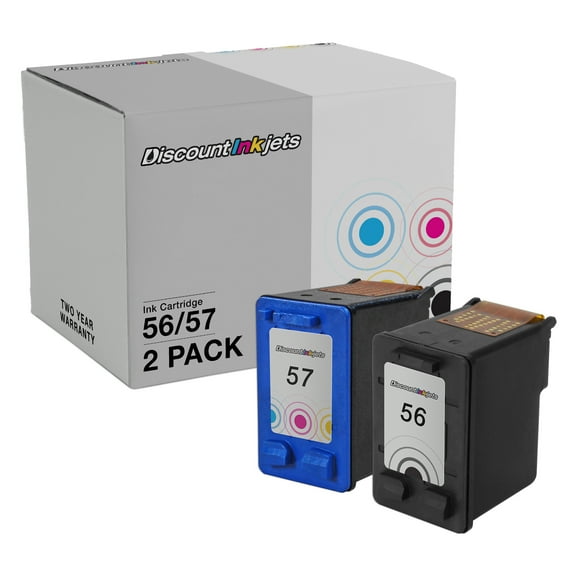 DI Ink Cartridge Replacement for HP 56 & HP 57 (1 Black, 1 Color, 2-Pack) Compatible with HP DeskJet: 450, 450cbi, 450ci, 450wbt, 5150, 5150w, 5550, 5650, 5650w, 5850, 5850w, 9650, 9670, 9680
