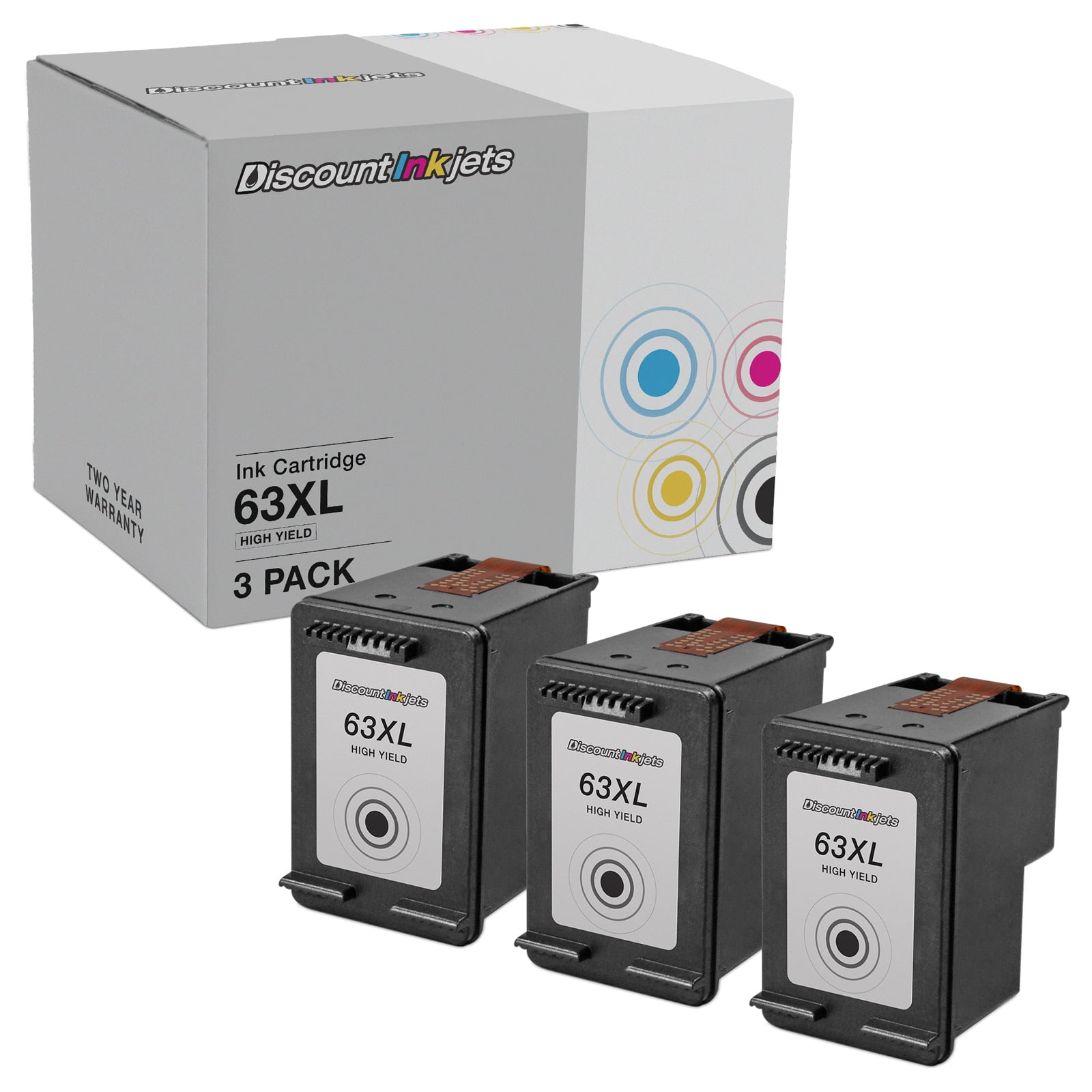 DI Ink Cartridge Replacement for HP 63XL F6U64AN High Yield (Black, 3-Pack) Compatible with HP Deskjet: 1110, 1111, 1112, 2130, 2131, 2132, 2133, 2134, 2136, 3630, 3631, 3632, 3633, 3634, 3635, 3636
