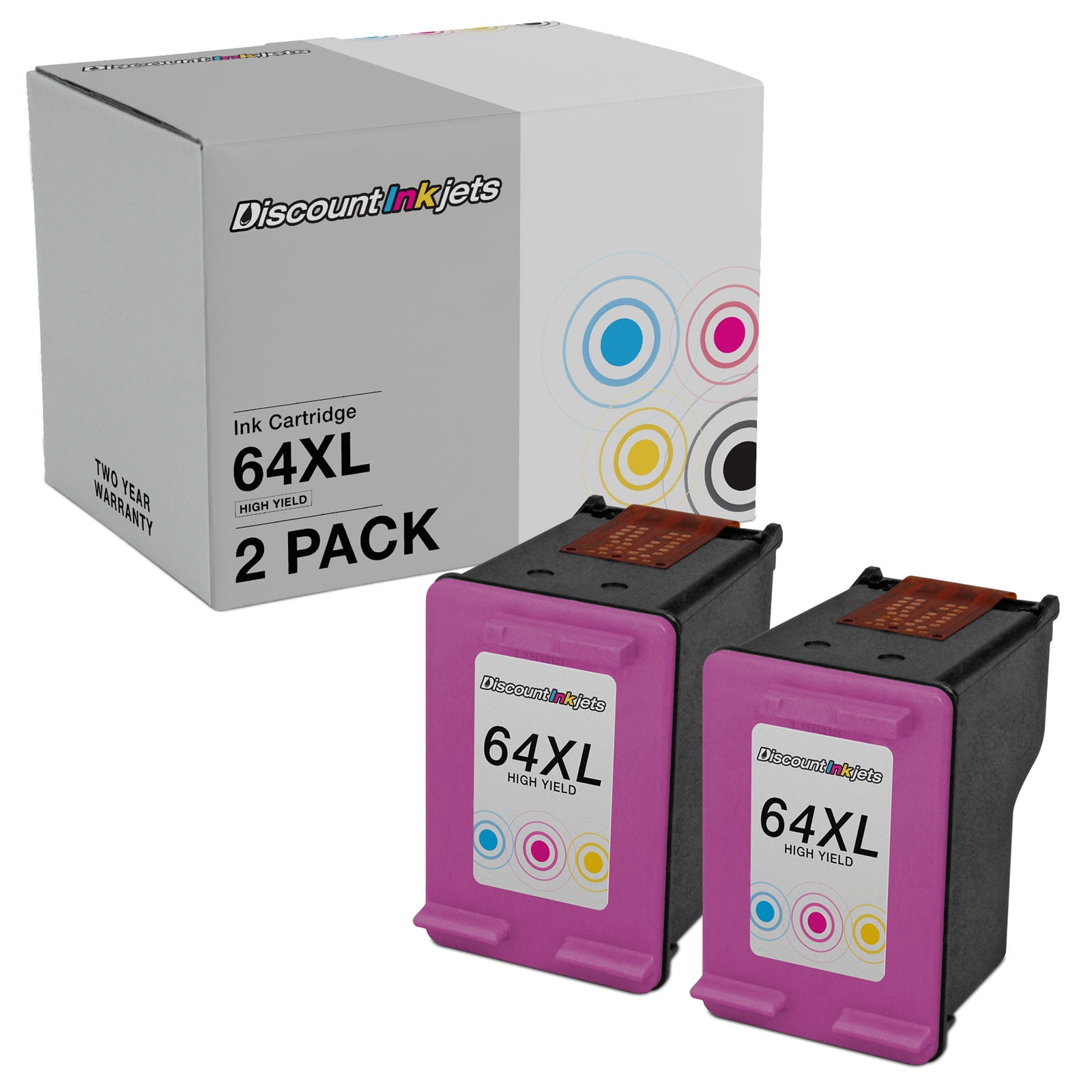 DI Ink Cartridge Replacement for HP 64XL N9J91AN High Yield Tri Color, 2-Pk Compatible with HP Envy: 6220, 6230, 6232, 6252, 6255, 6258, 7120, 7130, 7132, 7155, 7158, 7164, 7800, 7820, 7830