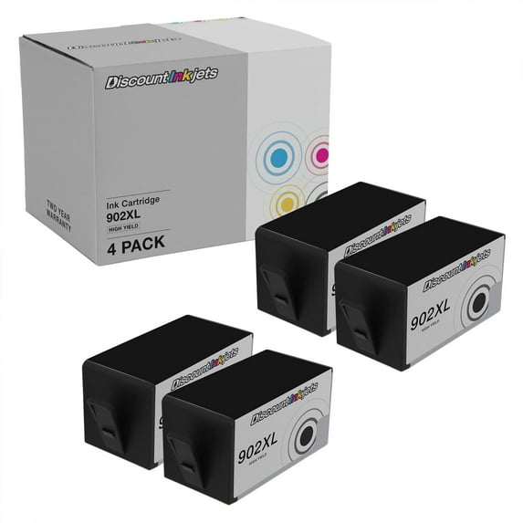 DI Ink Cartridge Replacement for HP 902XL 902 XL T6M14AN HY (Black, 4-Pack) Compatible with OfficeJet 6950 6954 6951 6958 6962 OfficeJet Pro 6960 6963 6964 6966 6971 6976 6968 6978 6970 6975 6979 6974