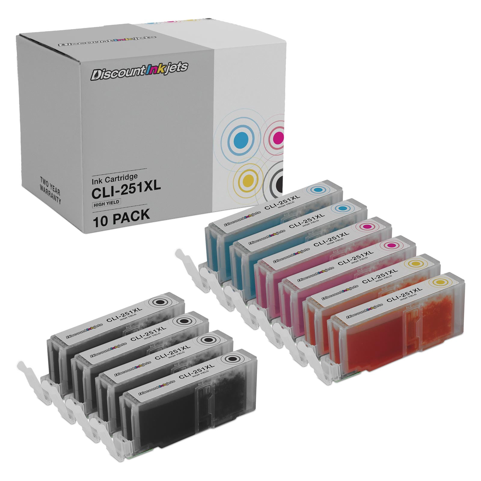 DI Ink Cartridge Replacement for Canon CLI-251XL (Combo Set - 10pk) Compatible with Canon: Pixma MX922, MG5420, MG6320, MX722, iP7220, MG5422, MG7120