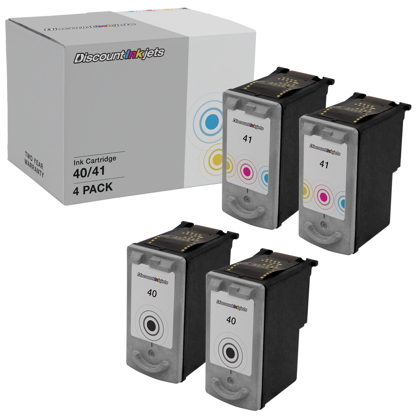 DI Ink Cartridge Replacement for Canon PG40 & CL41 (2 Black, 2 Color, 4pk) Compatible with Canon: PIXMA iP1700, PIXMA MP460, PIXMA MP450, PIXMA MP140