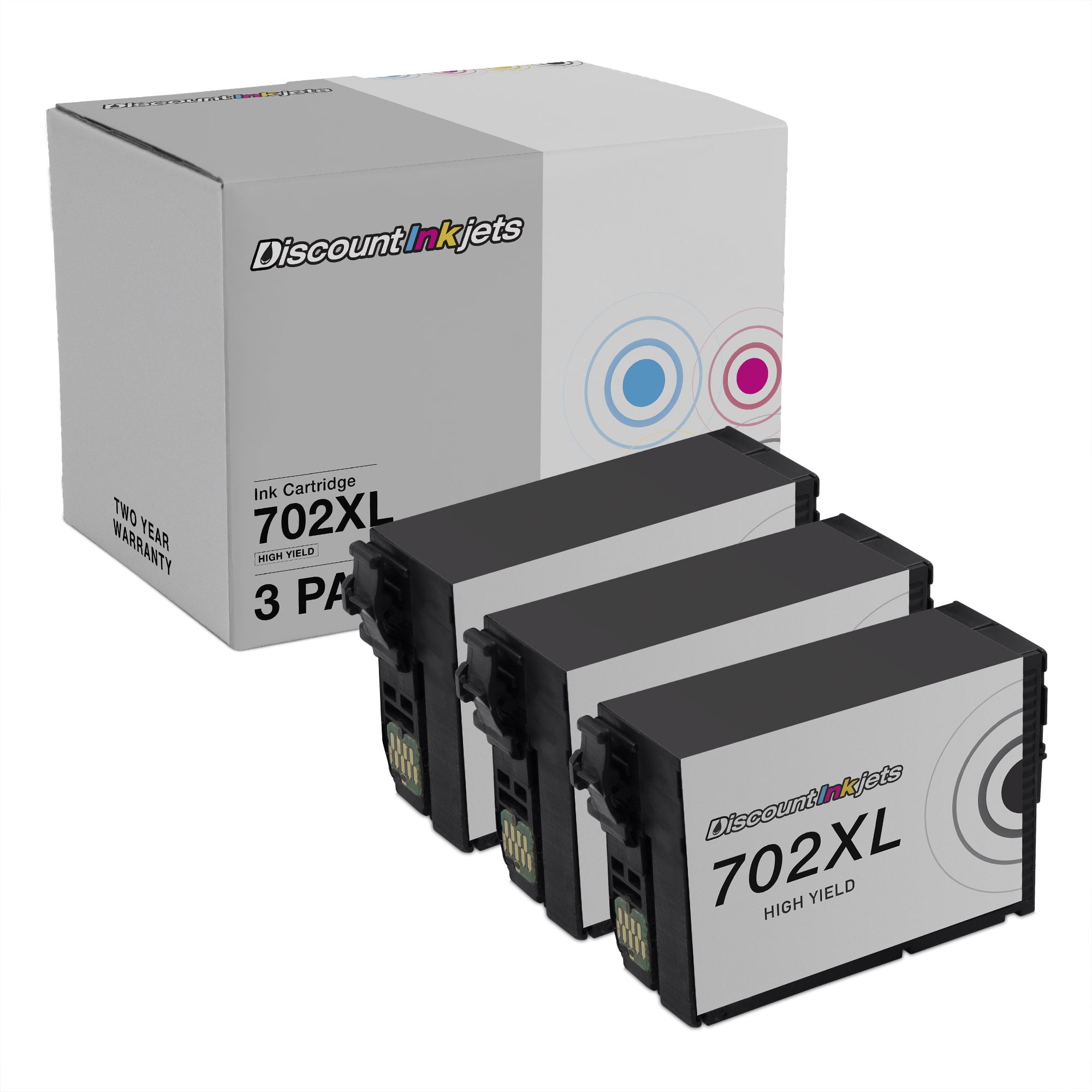 DI Ink Cartridge Replacements for Epson 702XL T702XL120 HY (Black, 3-Pack) Compatible with Epson WorkForce: WF-3720 WorkForce Pro: WF-3720, WF-3730, WF-3733