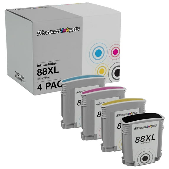 DI Ink Cartridge Replacements for HP 88XL 4pk HY Compatible Model: HP OfficeJet Pro: K5300, K5400, K5400dn, K5400dtn, K5400tn, K5456z, K550, K550dtn, K550dtwn, K8600, K8600dn, L7380, L7480, L7500