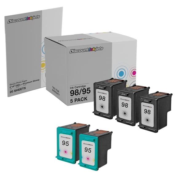 DI Ink Cartridge Replacements for HP98 HP95 5pk Compatible Model: HP OfficeJet: 6305 6307 6308 6310 6310v 6310xi 6313 6315 6318 H470 Mobile H470b Mobile H470wbt Mobile DeskJet: 5940 5940xi 5943